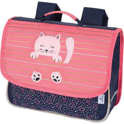 Cartable Chaton - 35 cm - 1 compartiment - corail et marine - Oberthur