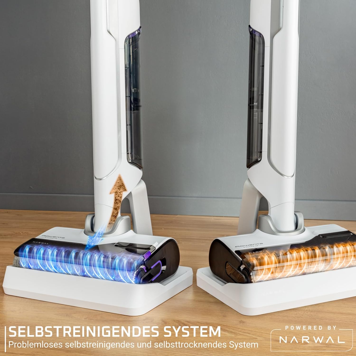 Rowenta X-Clean 10, kabelloser Akku-Nass-Trockensauger, Saugwischer selbstreinigend und -trocknend, Nasssauger Ultraleicht: nur 0,8 kg in der Hand, Waschsauger mit 60 min Laufzeit, weiß, GZ7540WO