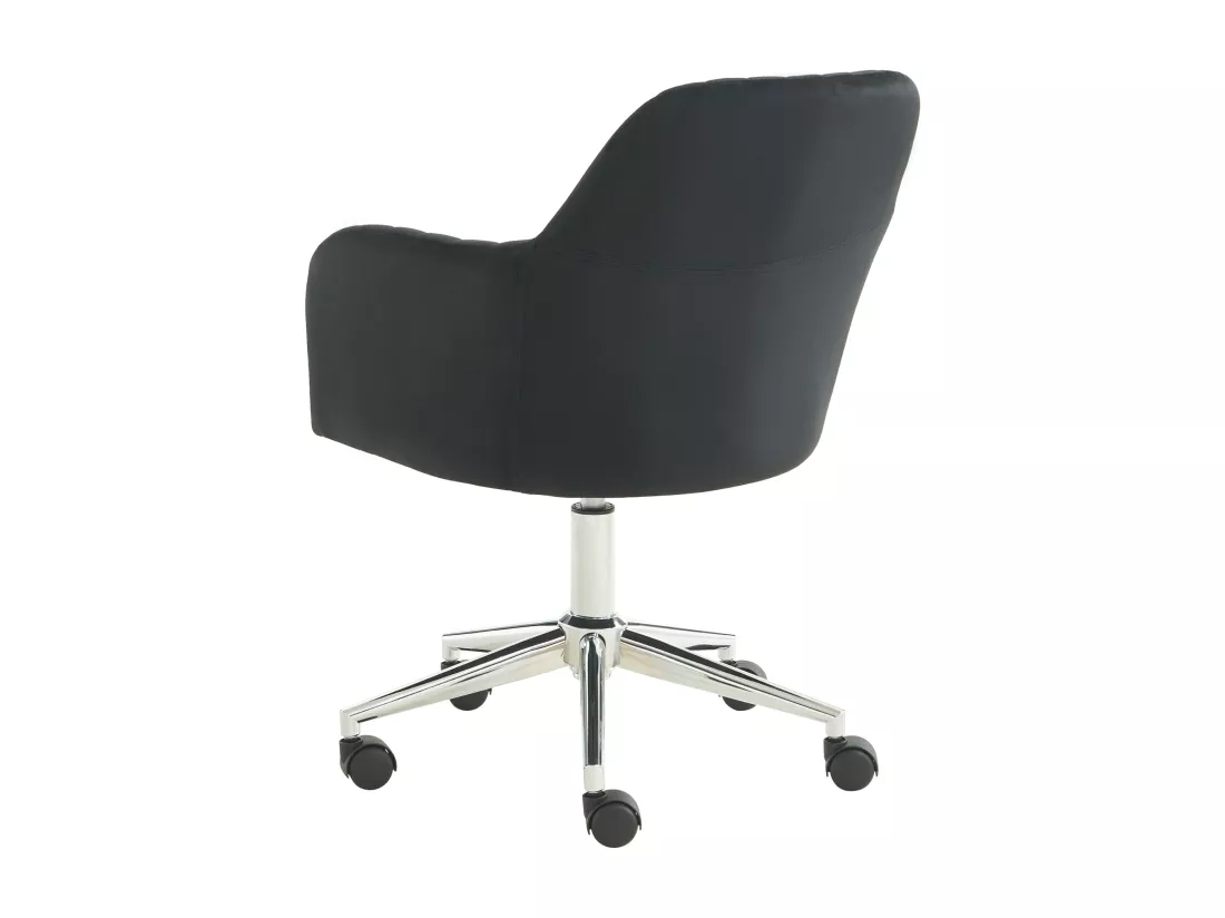 Chaise de bureau - Velours - Noir - Hauteur réglable - ELEANA