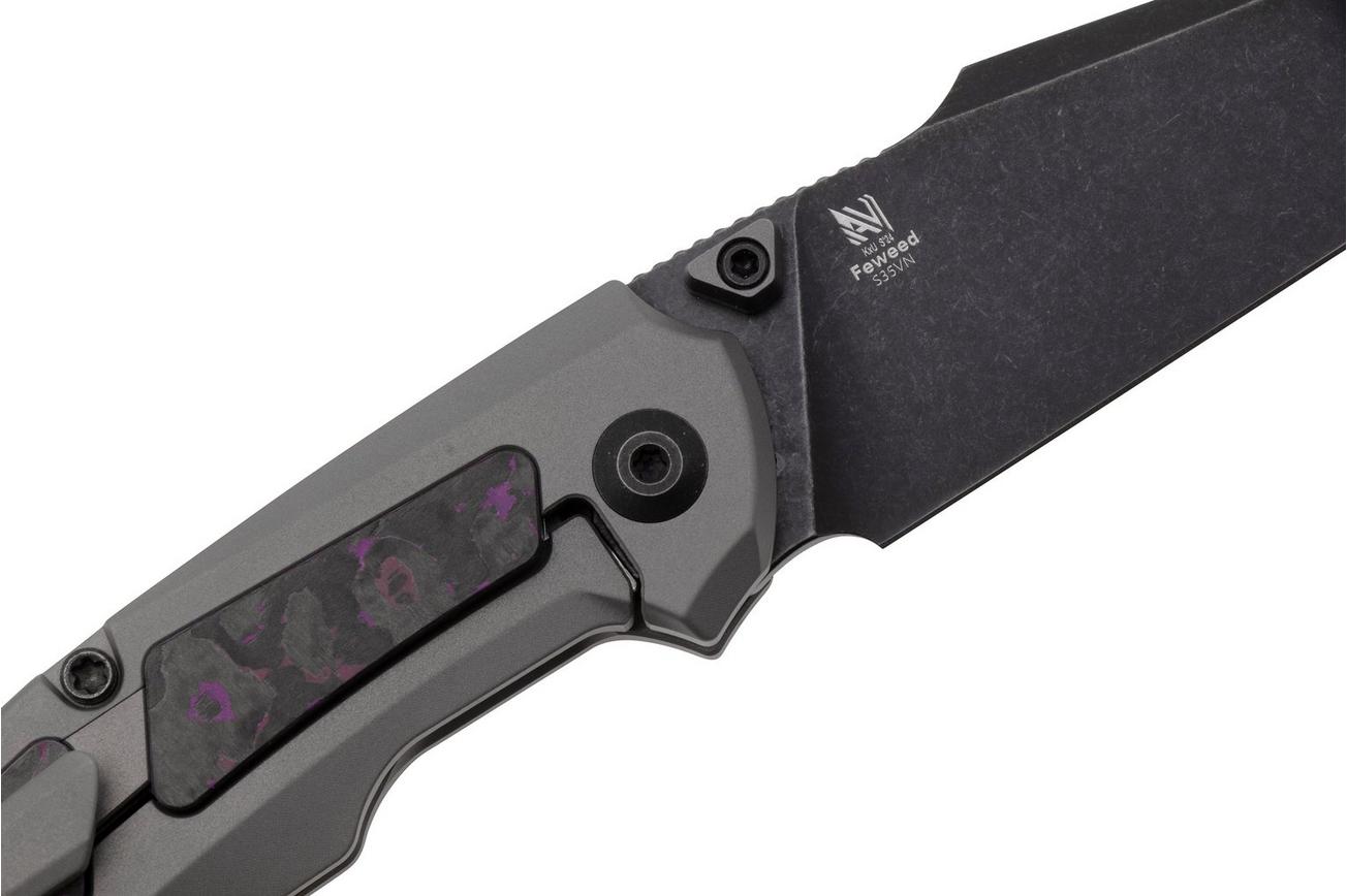 Kizer Feweed KI3694A1 Blackwashed CPM S35VN, Titanium Purple Haze Fat Carbon Inlay, zakmes
