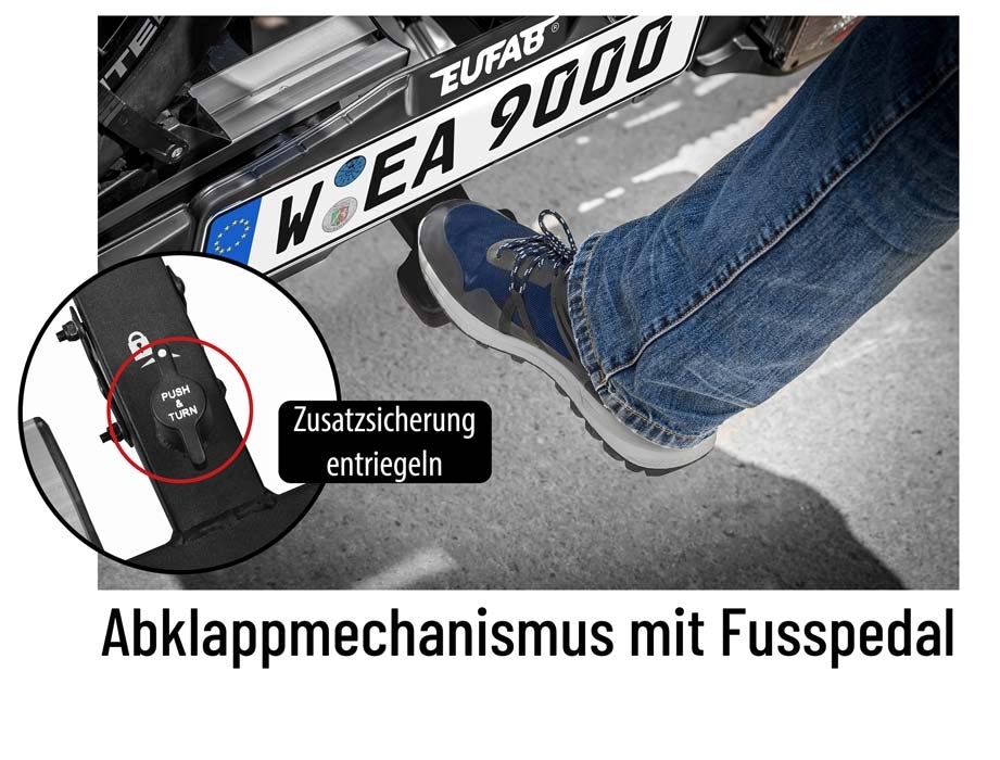 Eufab Bike Lift Fahrradträger für 2 Fahrräder auf der Anhängerkupplung schwarz, E-Bike geeignet