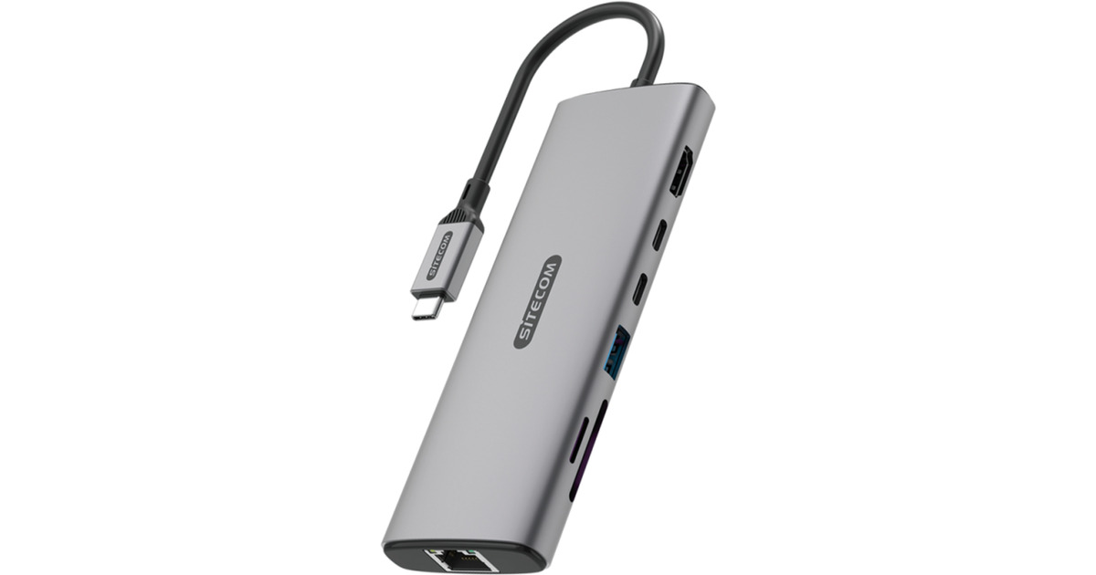 Sitecom6 in 1 USB-C Multiport Adapter LAN dockingstation  (Grijs)