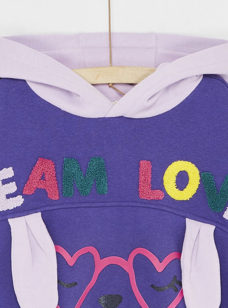 Sweat color block à capuche pour fille
