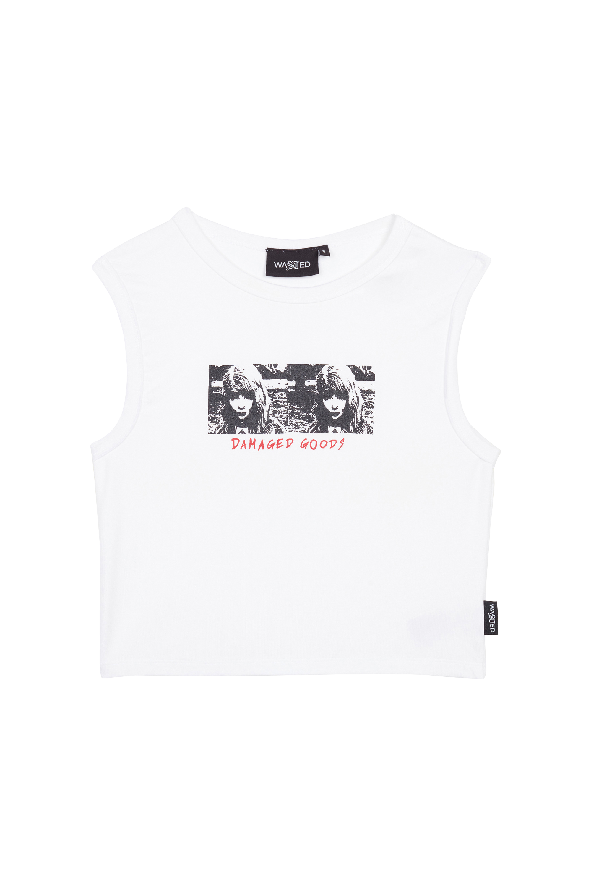 WASTED Top TANK  DAMAGED GOODS Blanc