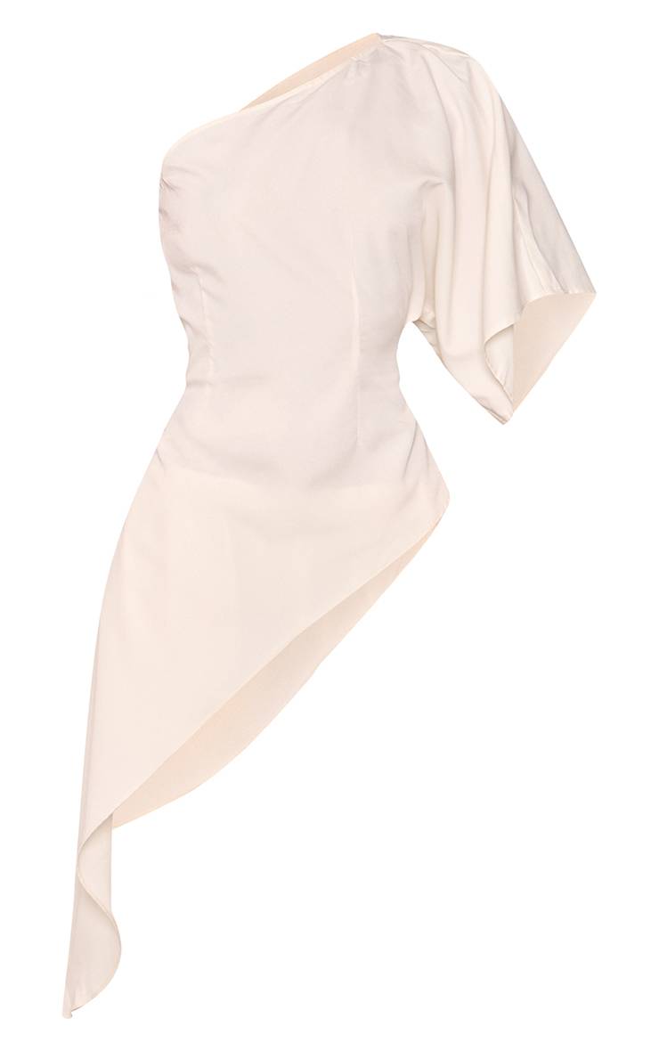 Crème Haut Asymétrique Drapé À Cape