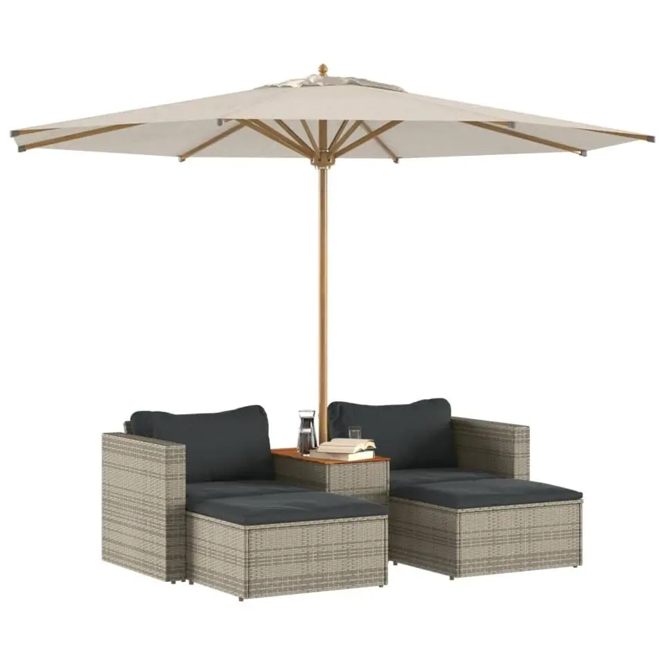 vidaXL - Loungeset - Grijs - Poly rattan