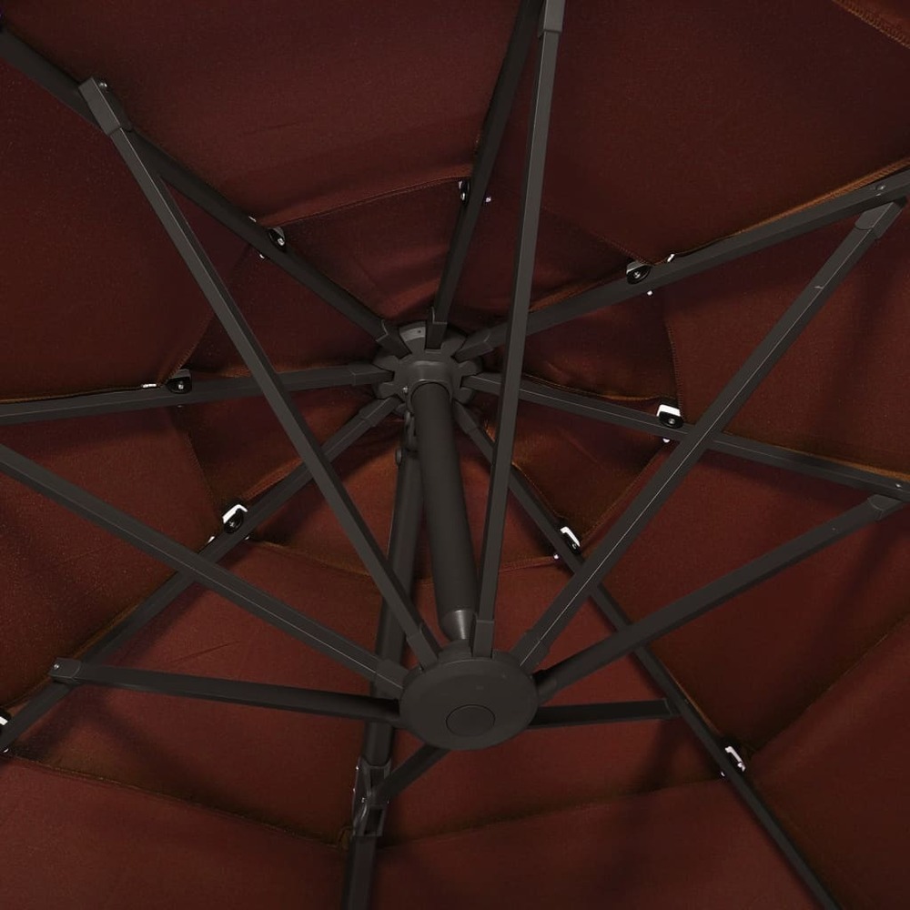 Parasol à 4 niveaux avec mât en aluminium 3 x 3 m orange