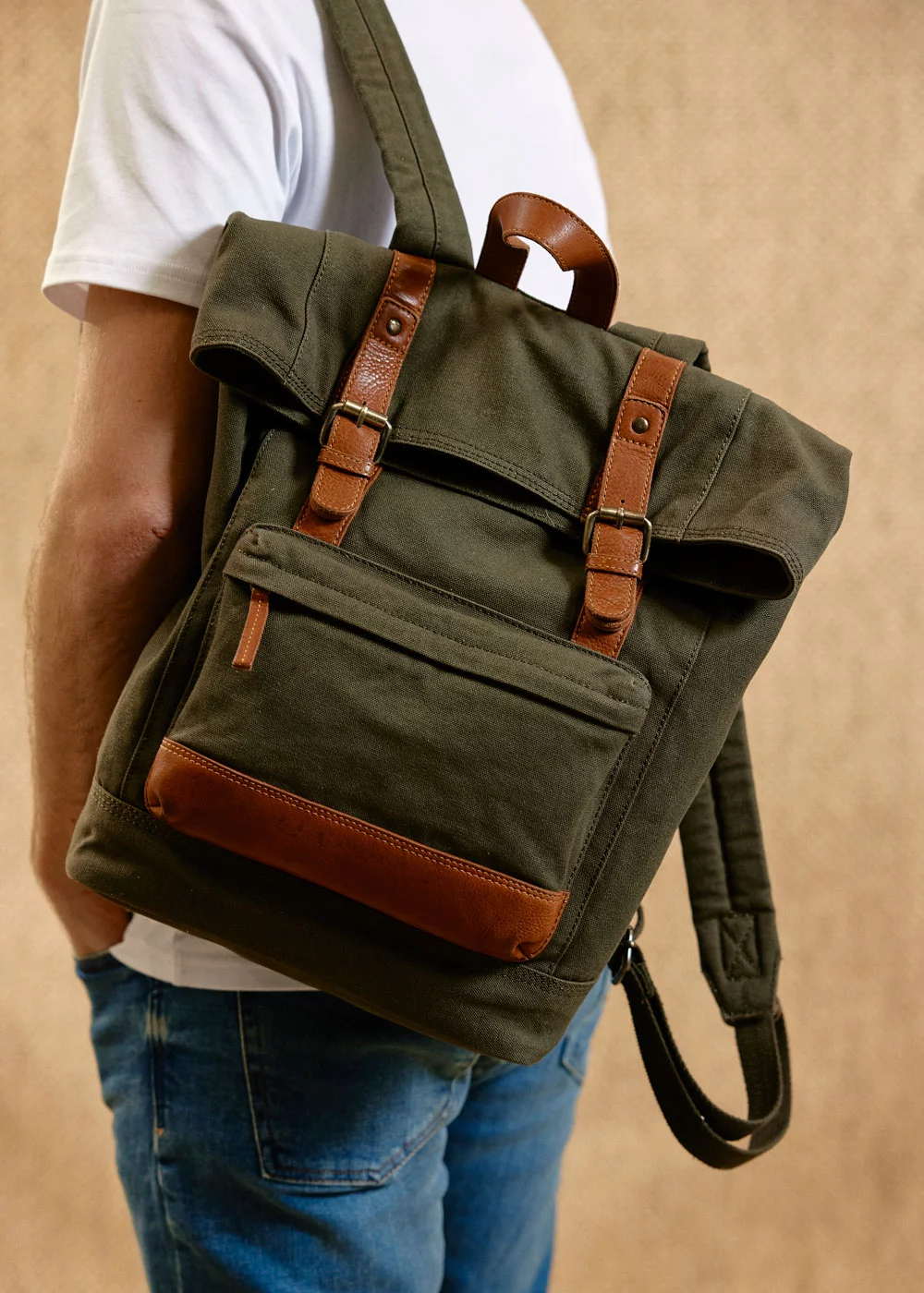 SAC A DOS CANVAS THIMOTEE KAKI