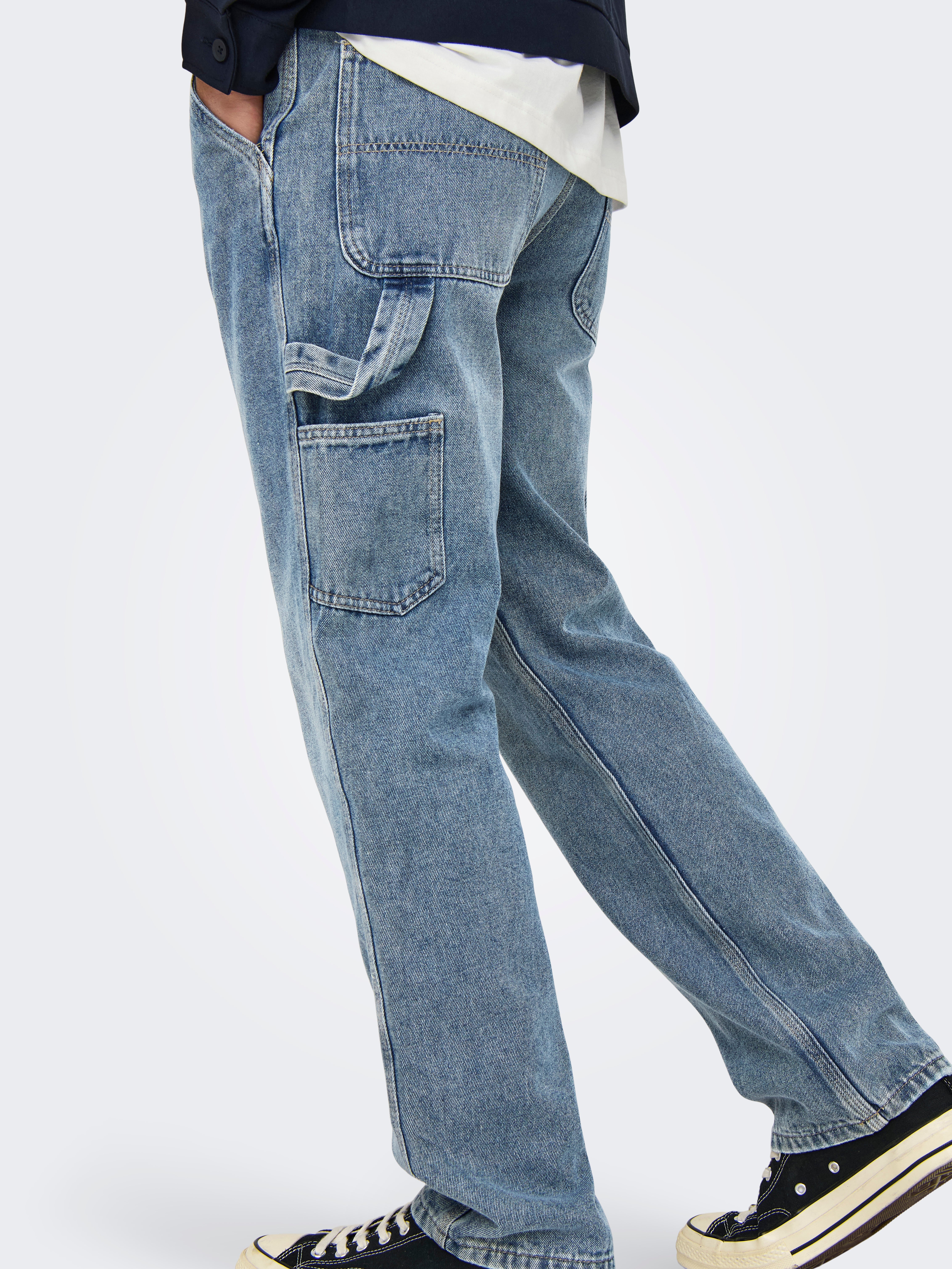 ONSEDGE Mittlere Taille Gerade geschnitten Jeans Light Blue Denim