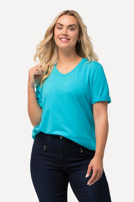 T-Shirt, A-Linie, V-Ausschnitt, Halbarm