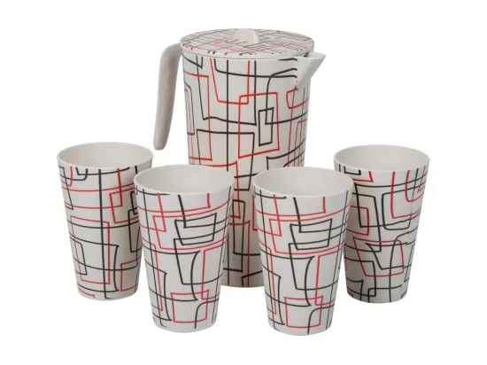 Ensemble carafe et 4 verres en bambou