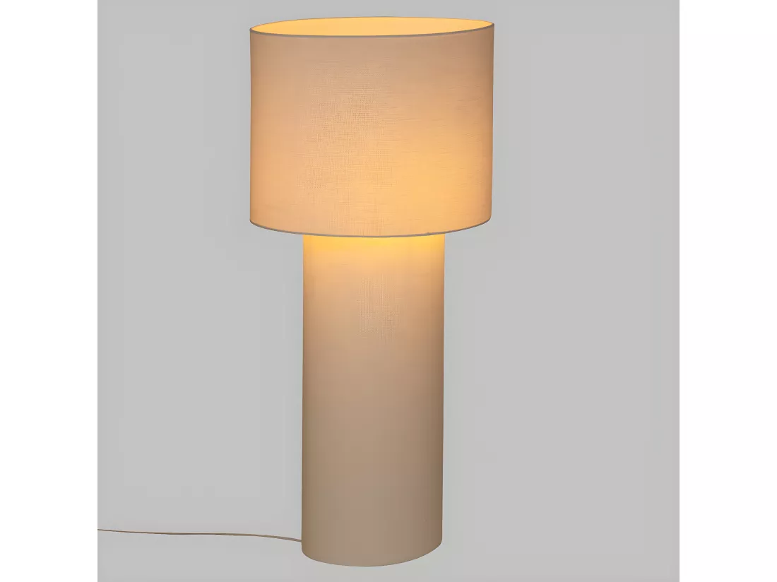 Lampadaire en métal et tissu Blanc H 115 cm