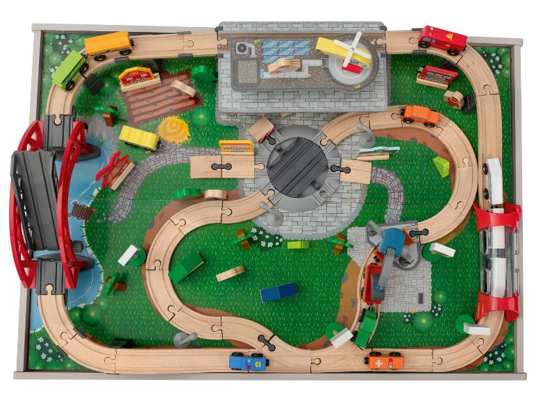 Houten speeltafel met treinset