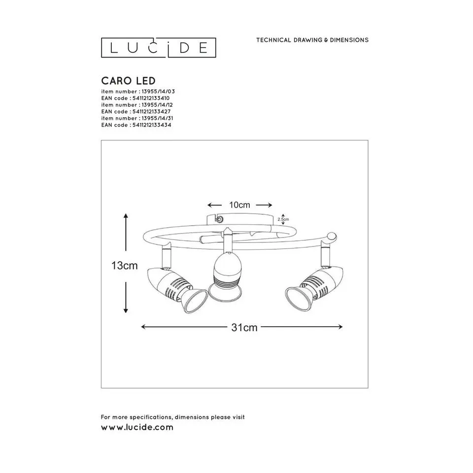 Lucide CARO-LED Plafondspot - Mat chroom