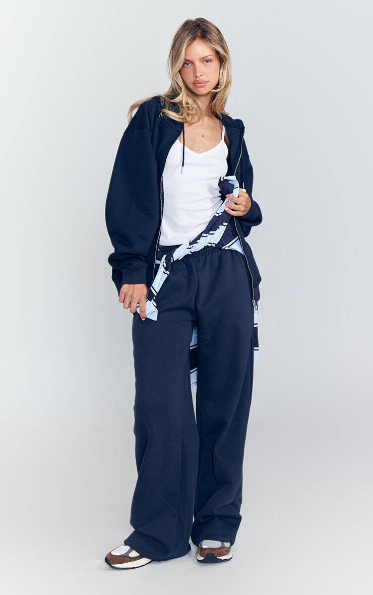 Bleu Marine Pantalon De Jogging À Jambe Droite