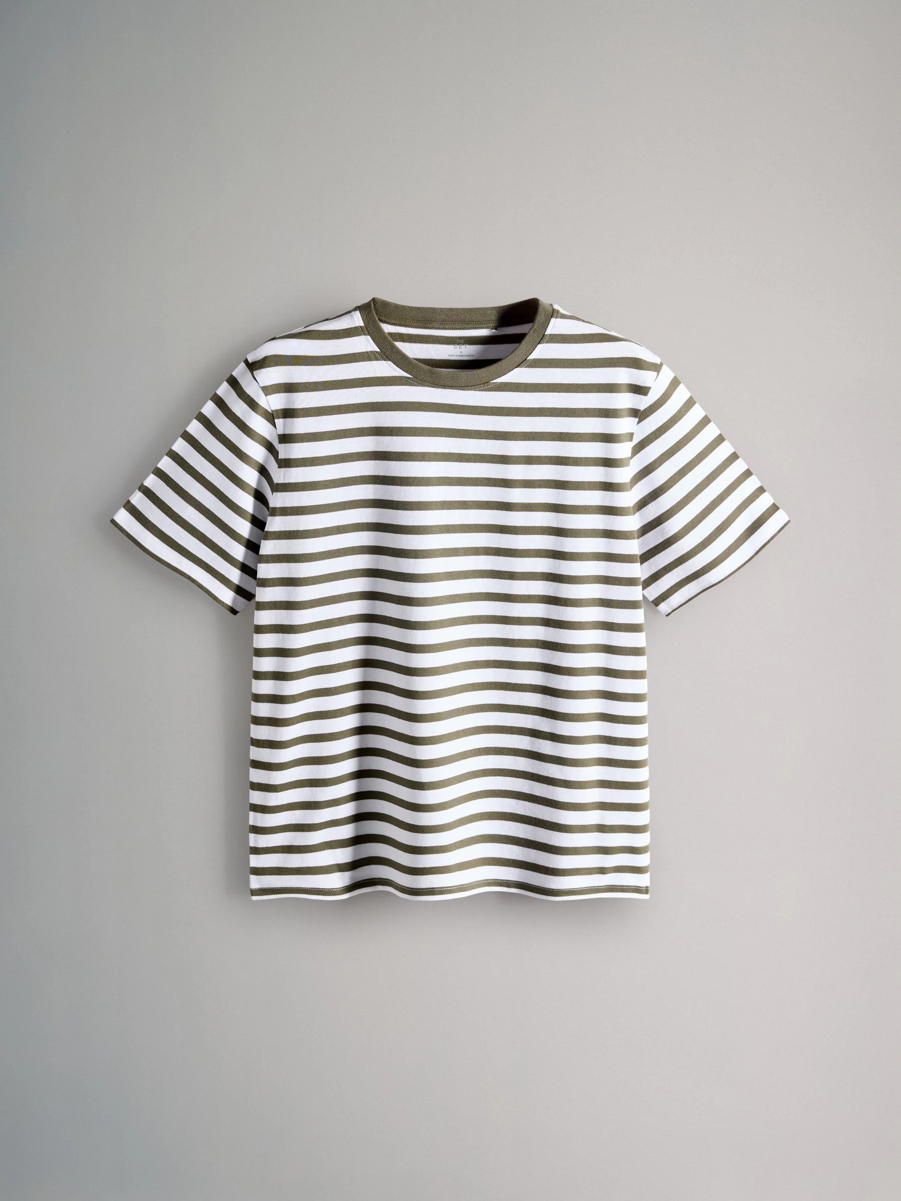 Groen/grijs gemêleerd/Wit/Groene Strepen - The Set verpakking van 4 relaxte T-shirts met korte mouwen