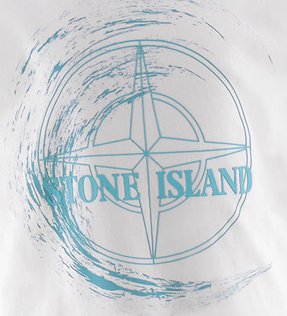 Stone Island T-shirt - Hvid m.  Grøn