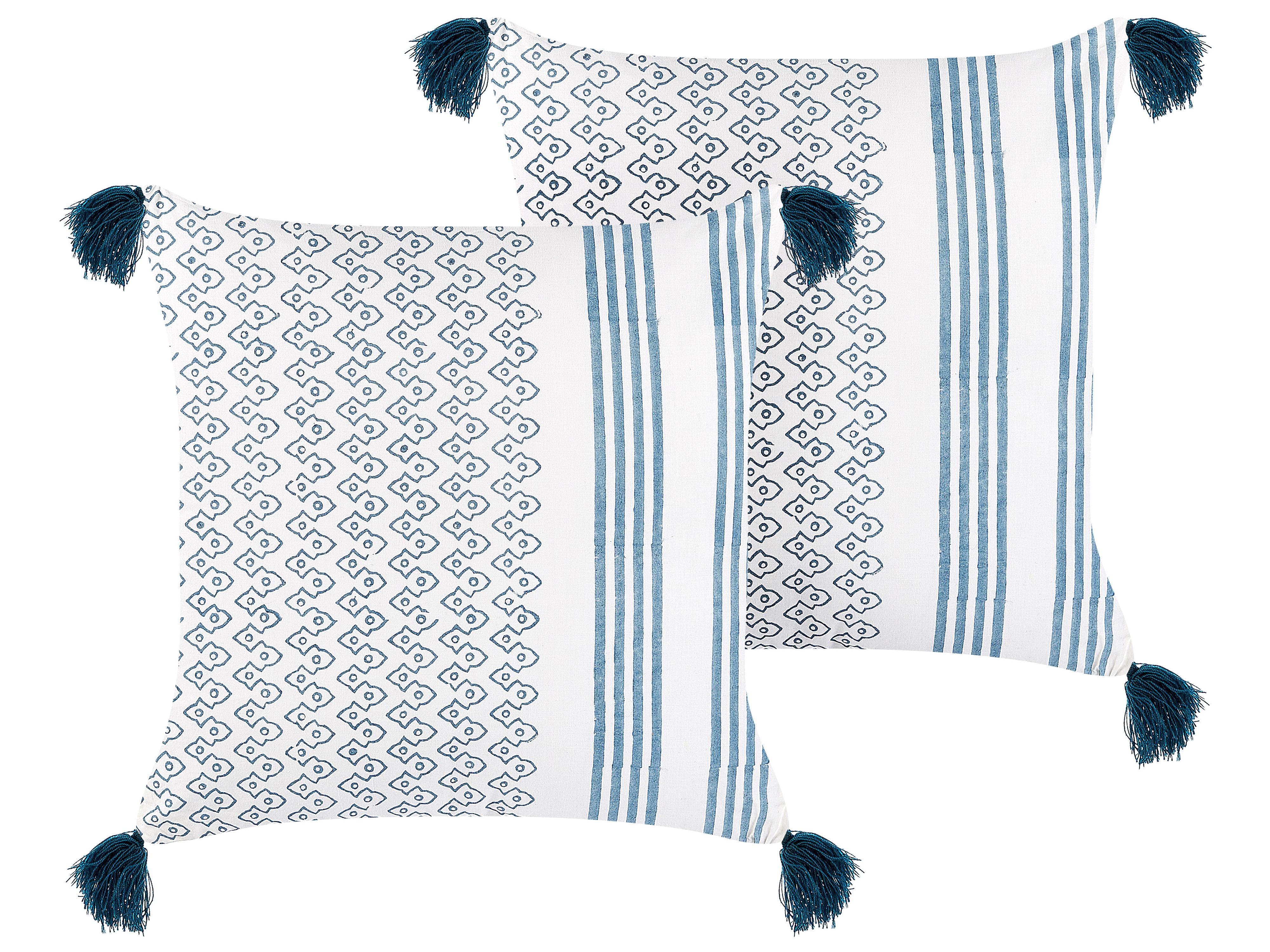 Set van 2 sierkussens TILIA Katoen 45 x 45 cm Blauw geometrisch patroon