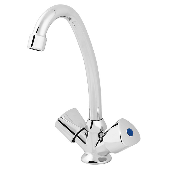 Mélangeur de lavabo avec vidage et flexibles Femelle 12/17 en laiton chromé Grenvik