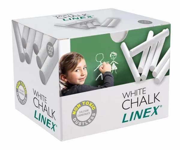 Kridt Linex rund hvid - (æske á 100 stk.)