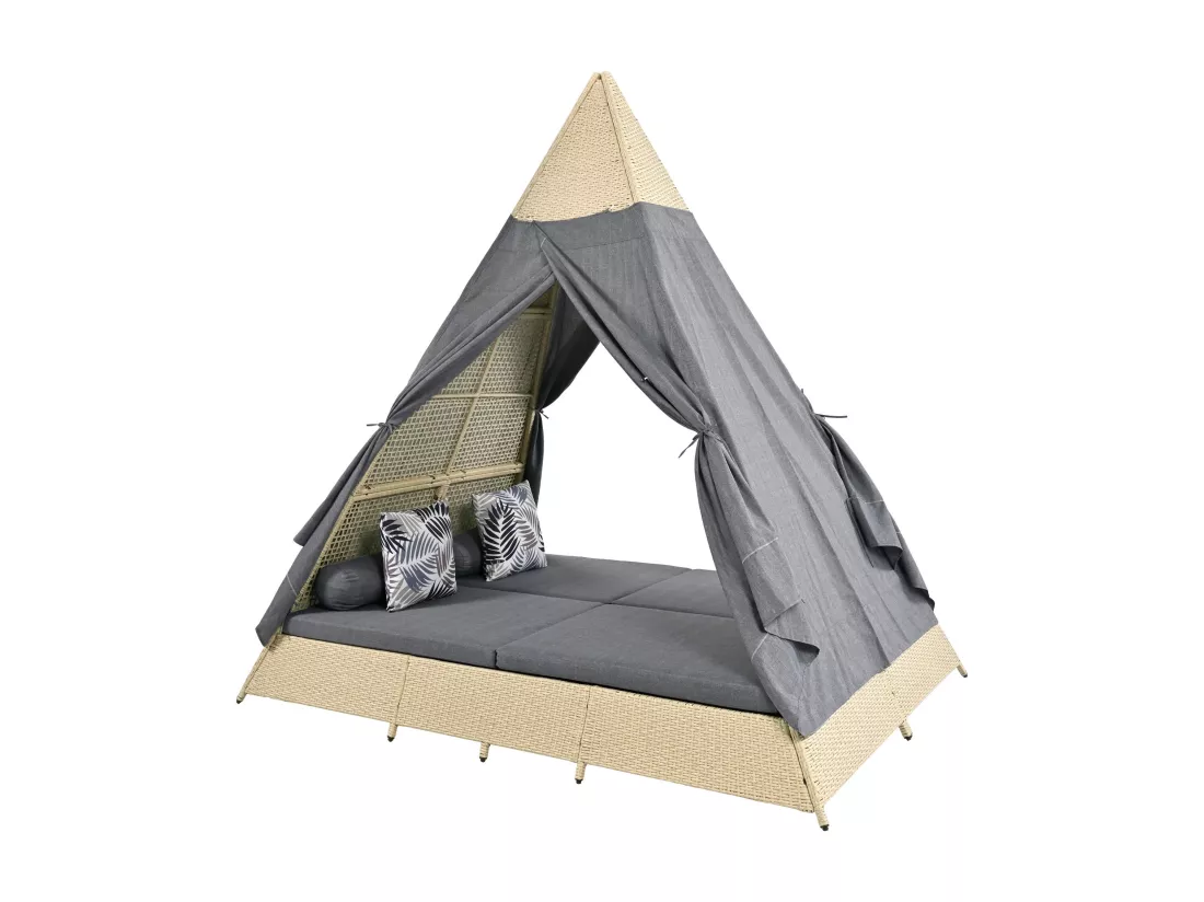 Tente en rotin, d231cm×h231cm, gris