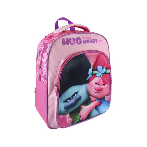 Mochila Escolar Rosa De Trolls Con Aliviar 31x41x13 Cm