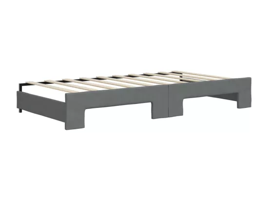 Lit de jour avec gigogne et matelas gris foncé 90x190 cm tissu