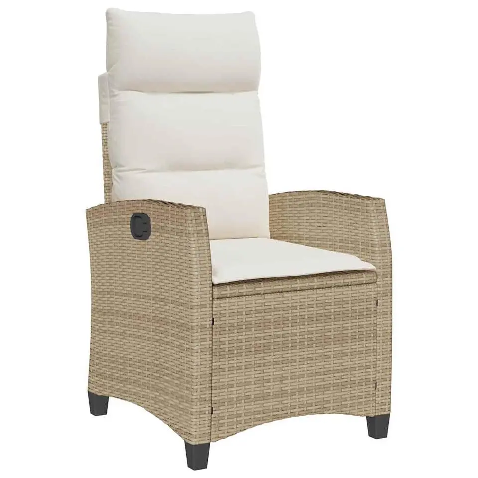 vidaXL - Verstelbare tuinstoel met bijzettafel - Beige - Poly rattan