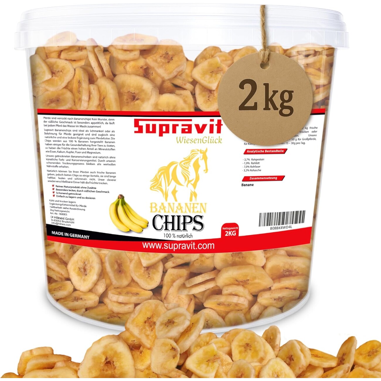 Supravit Bananenchips 2kg Eimer Pferdeleckerli