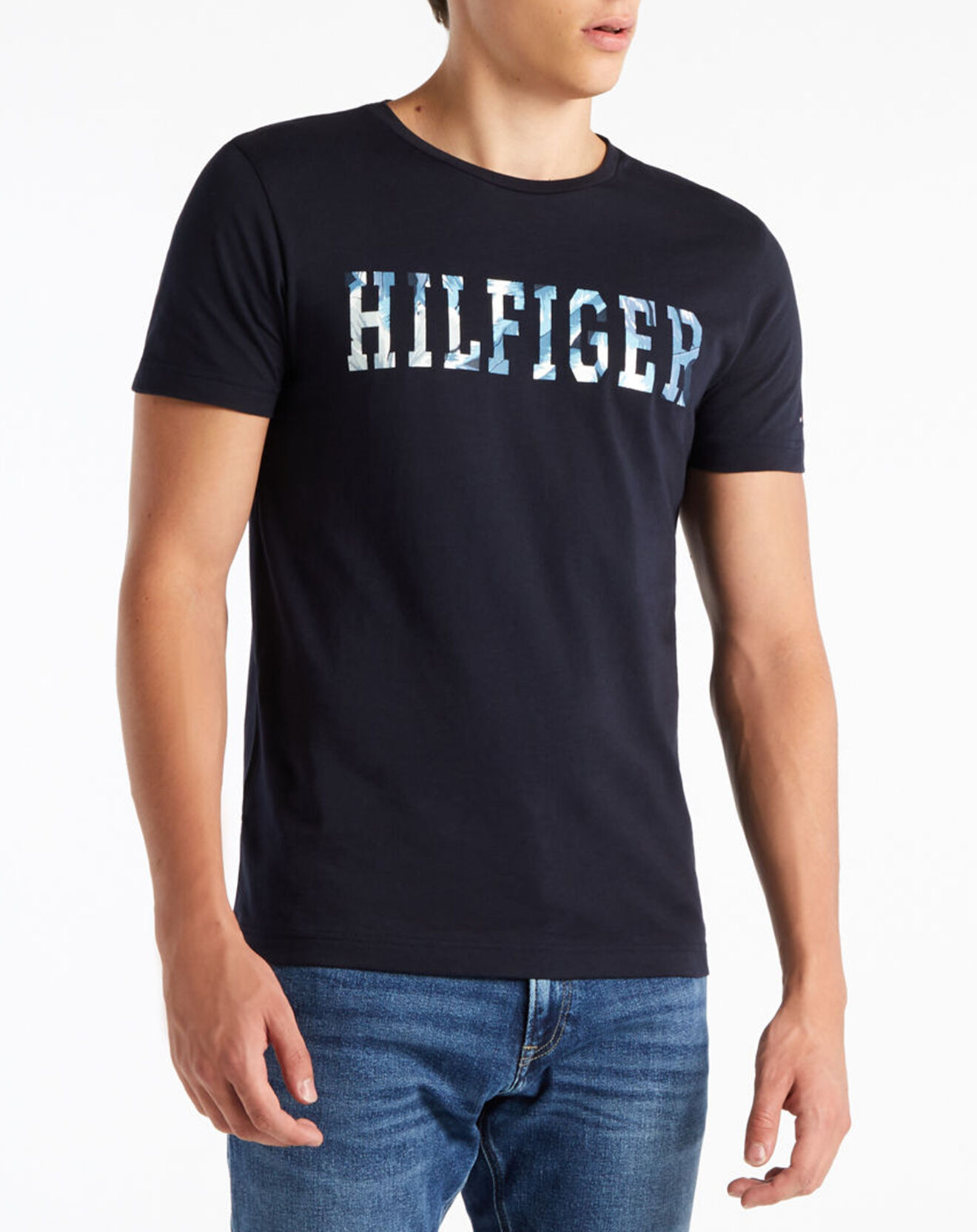 Tommy Hilfiger T-Shirt 100% Coton Bio Logo Floral bleu marine