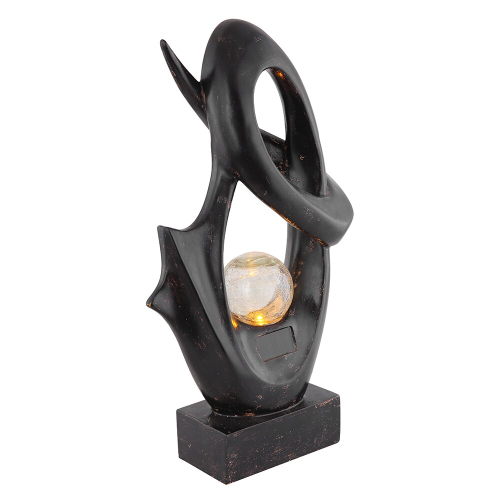 LED Solarleuchte, schwarz, Glas Crackle Design H 45 cm