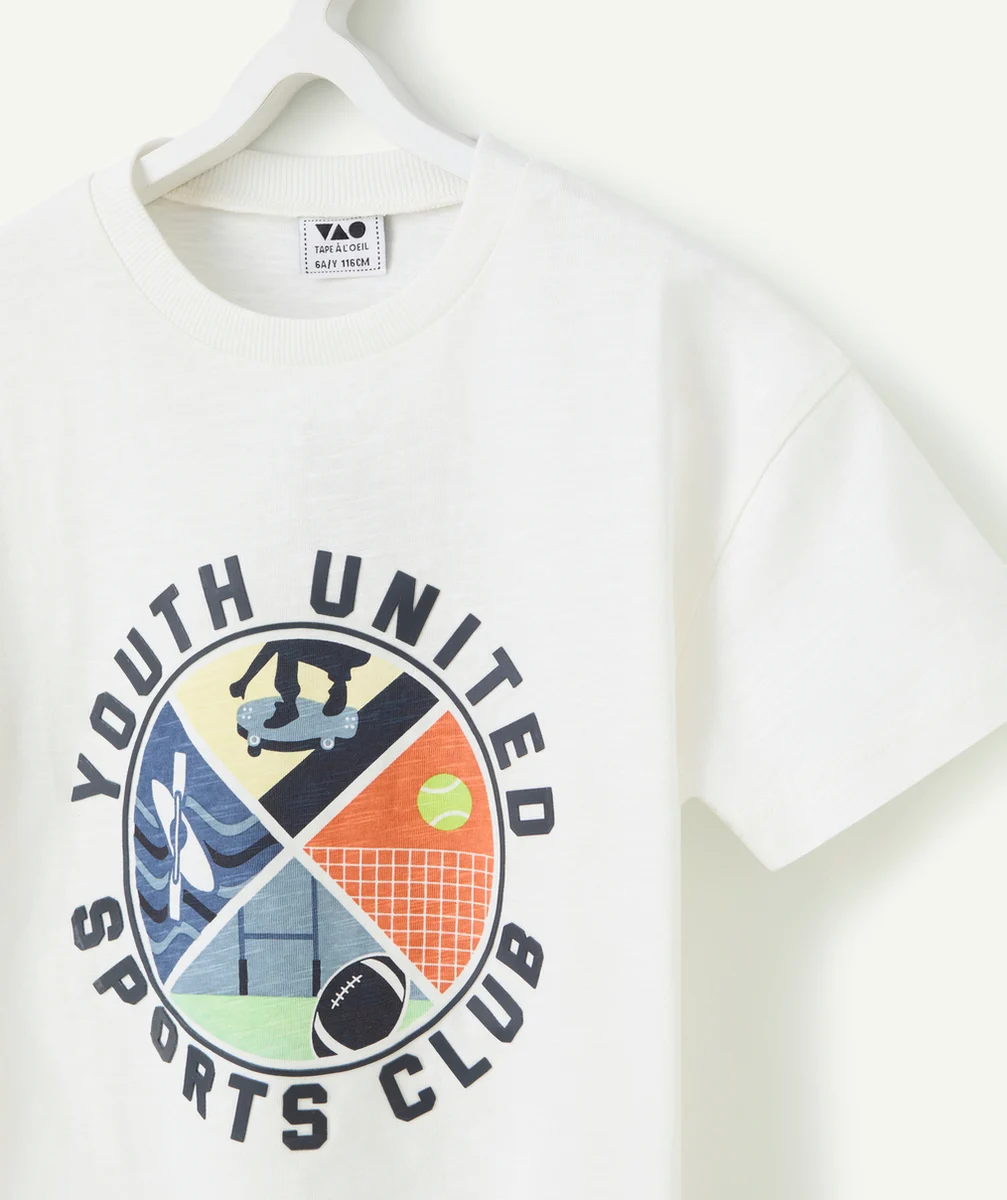 t-shirt manches courtes garçon en coton bio motif sport