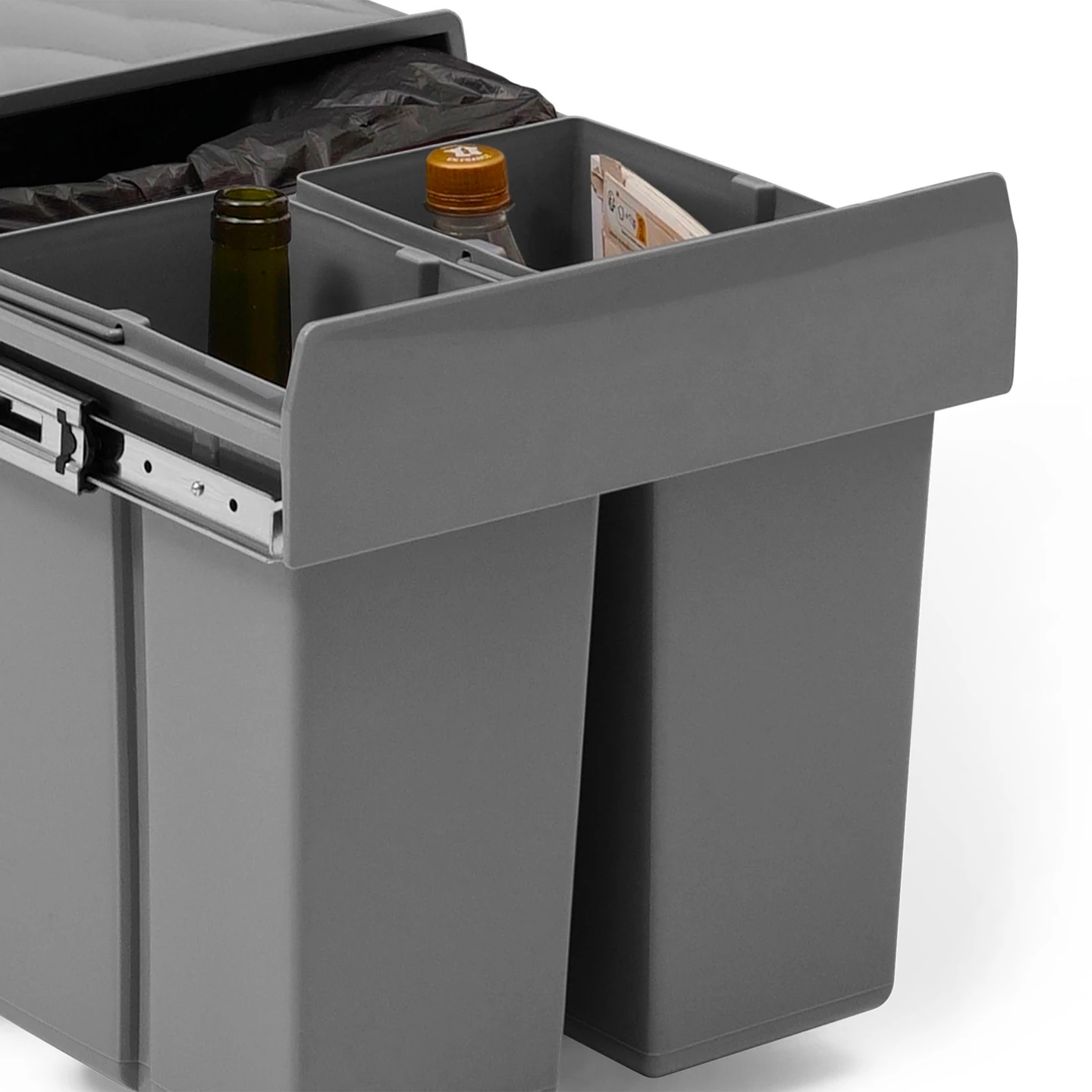 Poubelle de tri sélectif encastrable 3 compartiments amovibles 1x15L et 2x8L