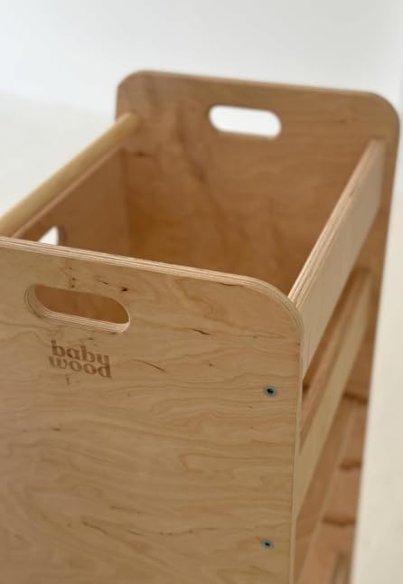 Lernturm aus Holz extra sicher | Montessori Küchenhelfer | Küchenhelfer | Verstellbare Plattform | Kitchen Helper | Sichere Küchenmöbel | Küchentreppe eingebettet (Natur)