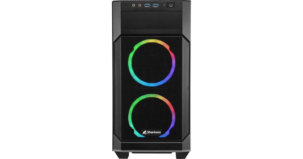 SharkoonV1000 RGB midi tower behuizing  (Zwart | 2x USB-A | RGB | Tempered Glass)
