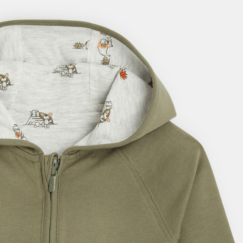 Sweat zippé à capuche réversible vert bébé garçon Vert
