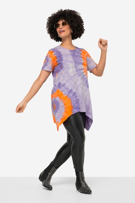 T-Shirt, Batikprint, Zipfelsaum, Rundhals, Halbarm.