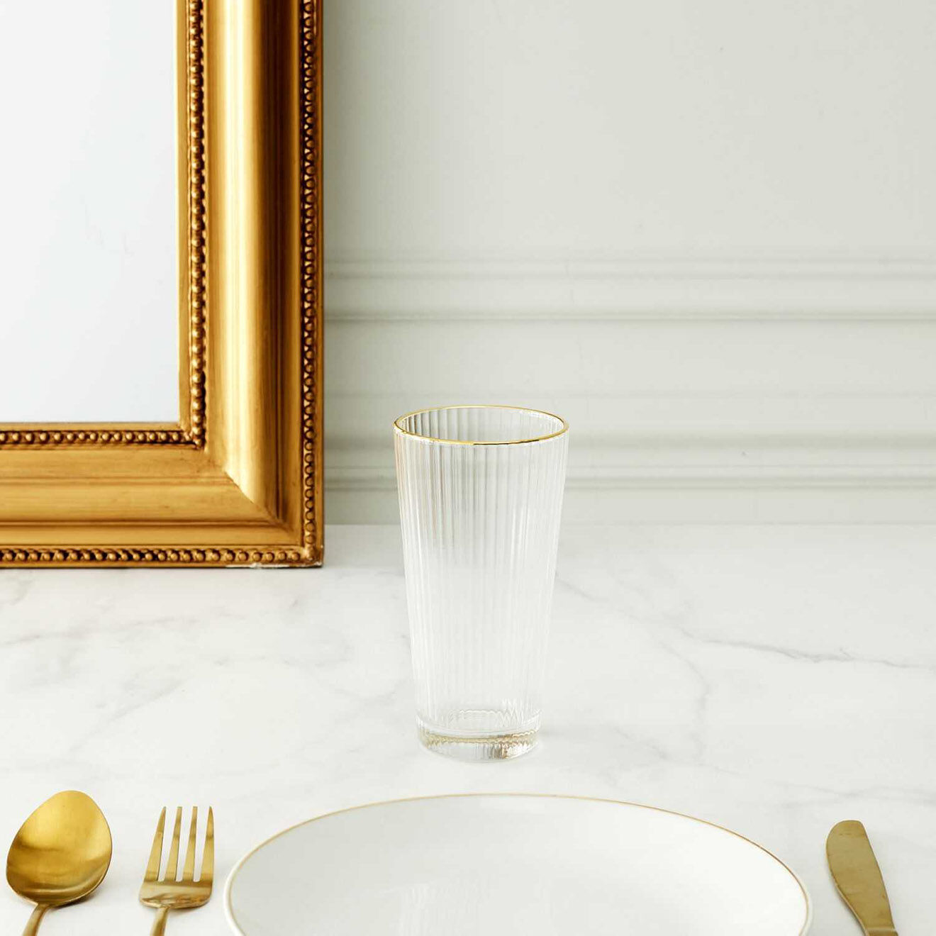 Home Deco Factory 6 Verres striés liseret gold dorés - 40 cl