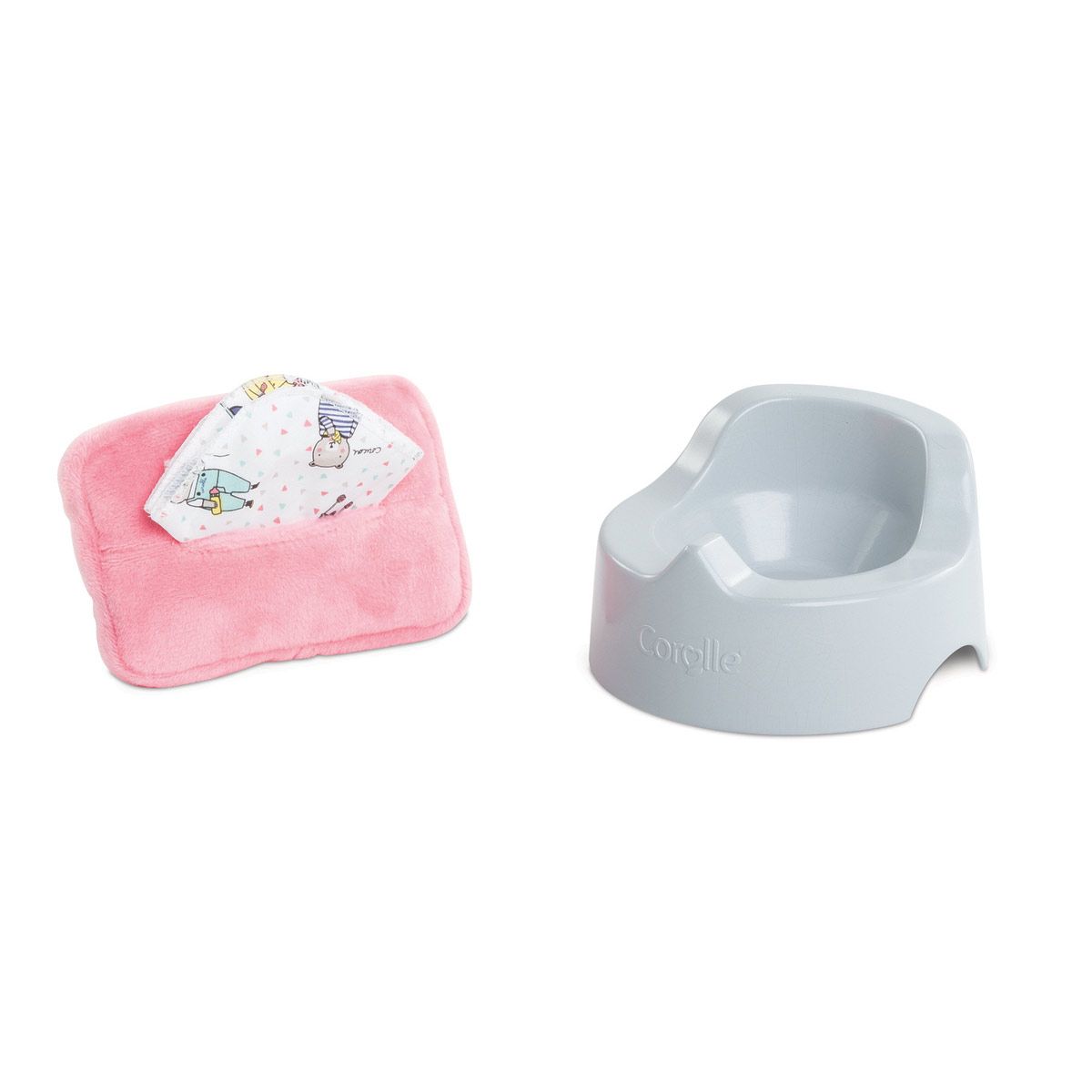 Pot et lingette pour poupon 30 cm