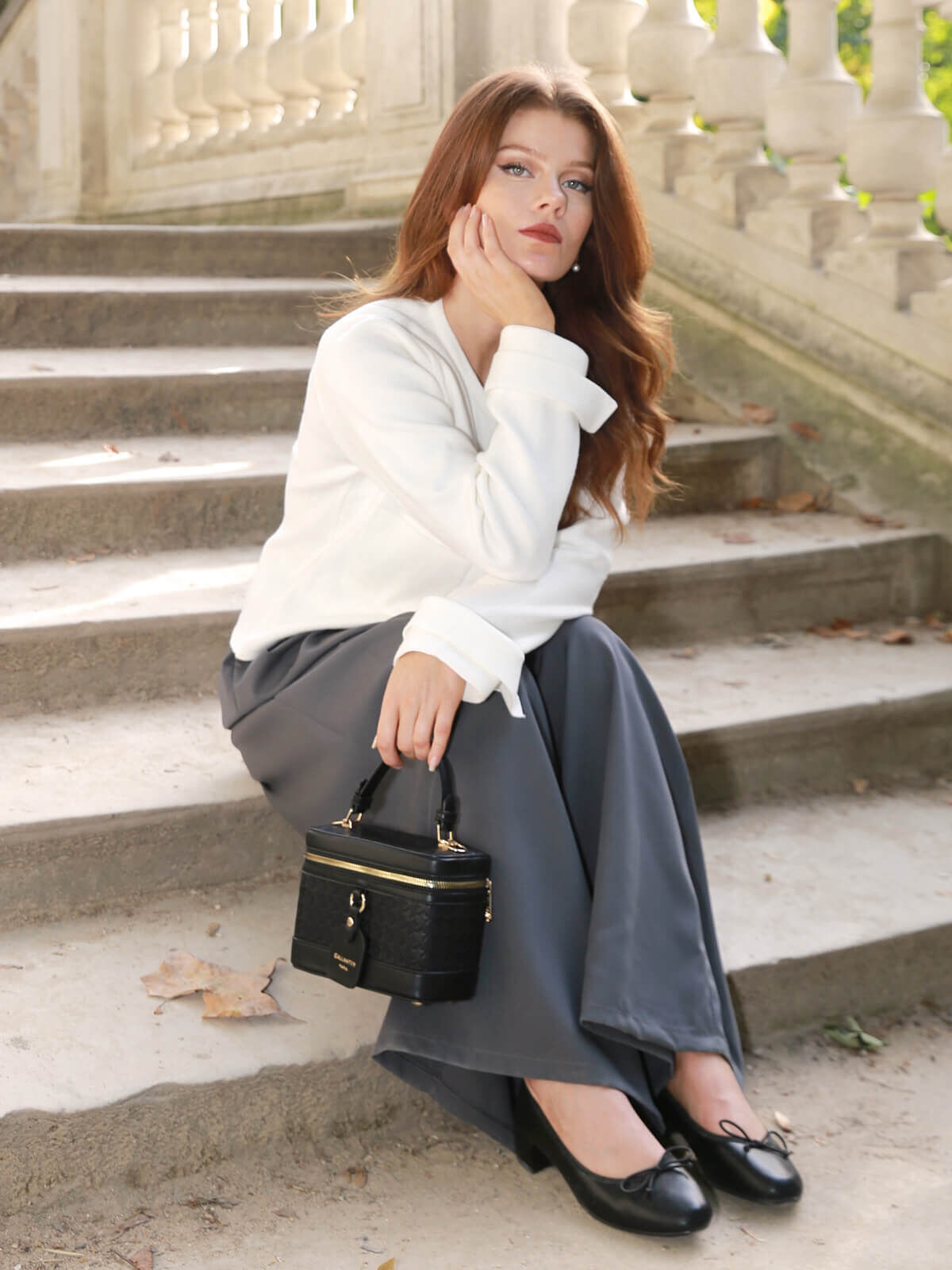 Petit sac vanity bi-matières- Noir