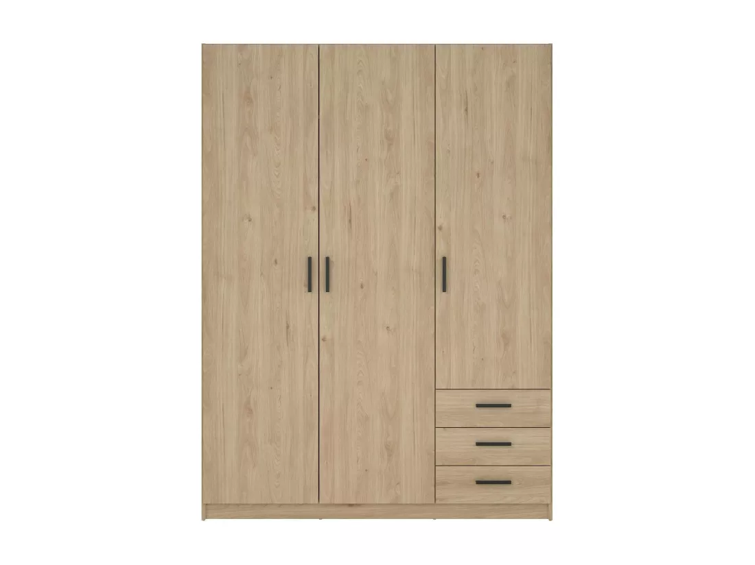 Garde-robe 3 portes Dsenk, Meubles de chambre, Penderie de plain-pied, Placard à vêtements, 147x50 h200 cm, Chêne clair