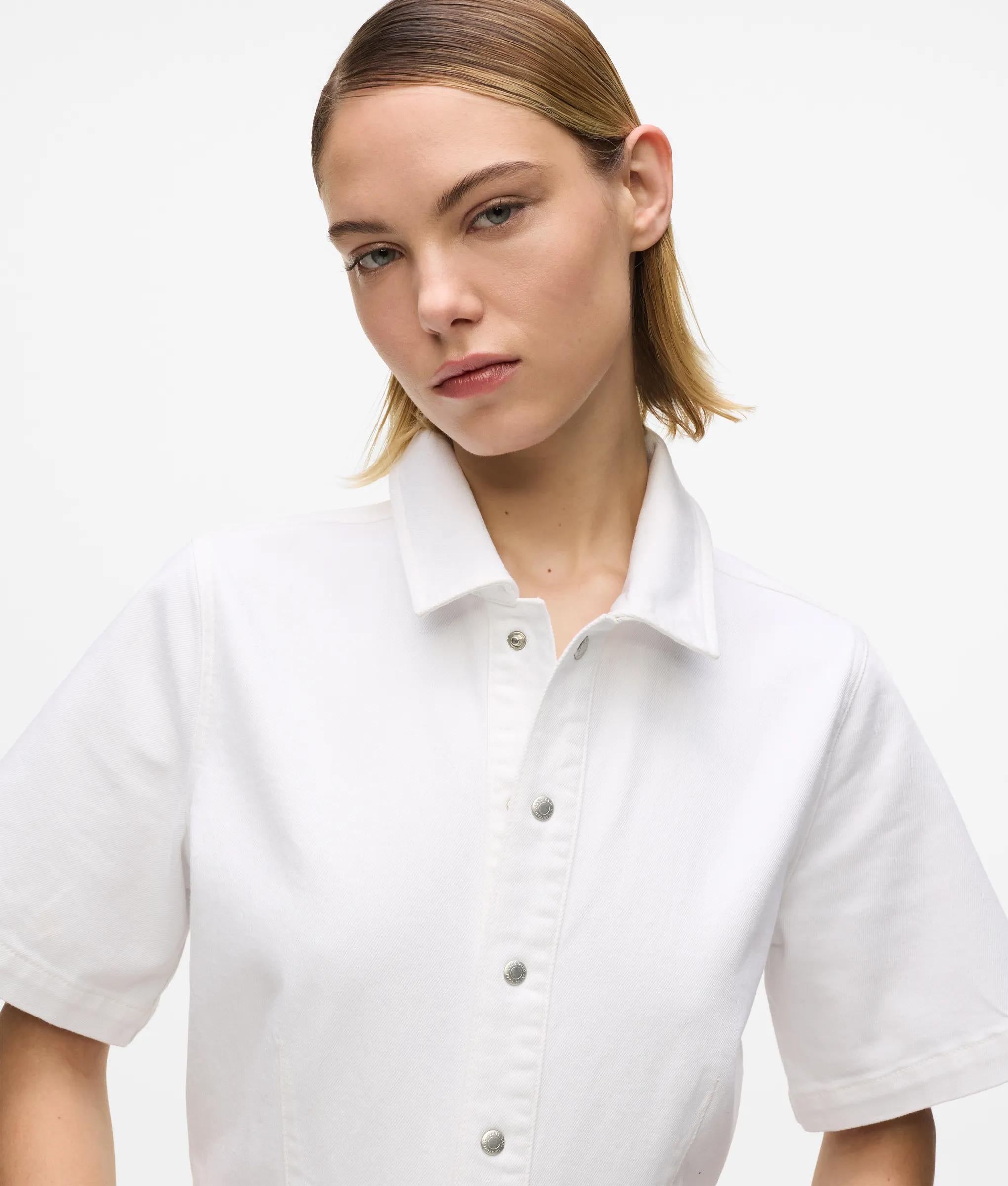 Witte denim Jurk met korte mouwen