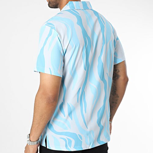 Chemise Manches Courtes Gris Bleu Ciel