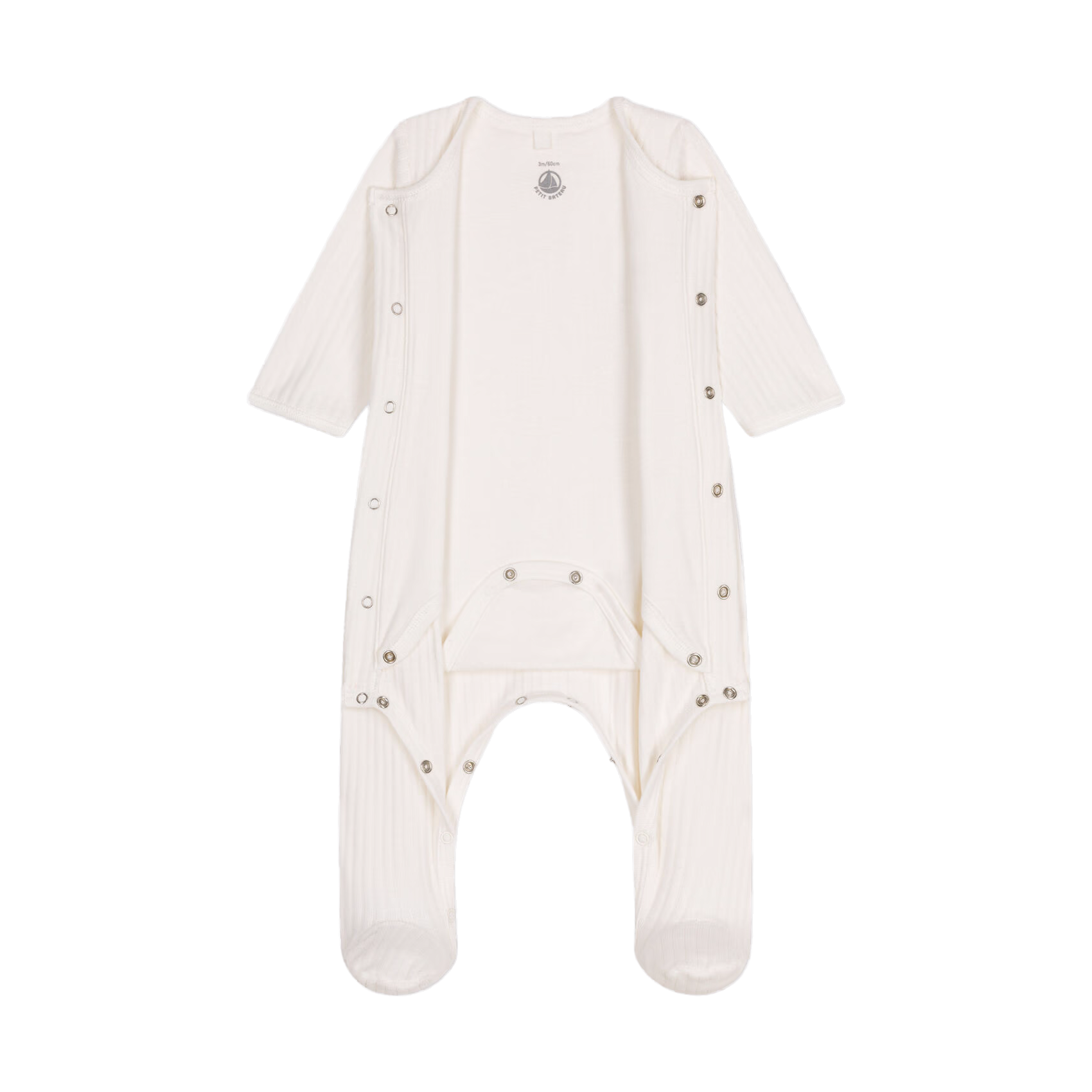 Pyjama col rond en velours côtelé | Blanc