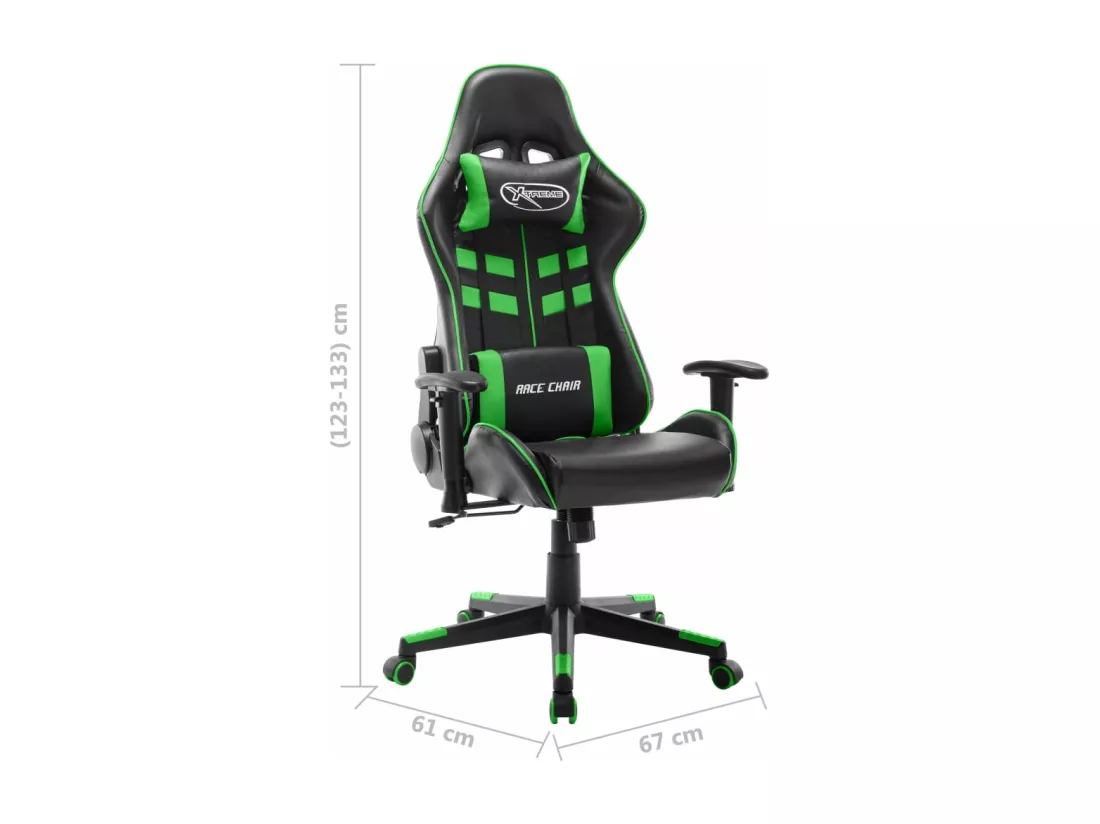 Chaise de jeu Noir et vert Cuir artificiel