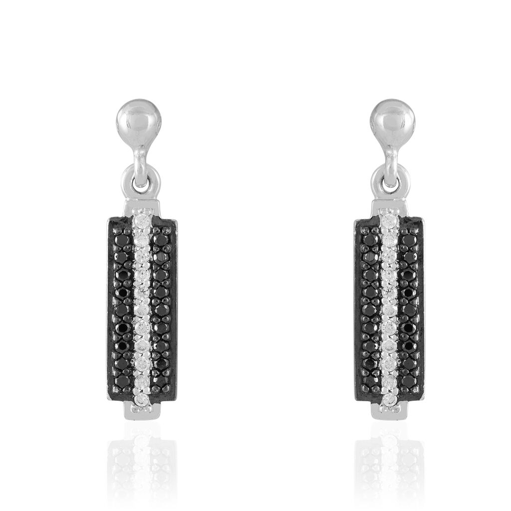Boucles D'oreilles Pendantes Amata Argent Blanc Oxyde De Zirconium