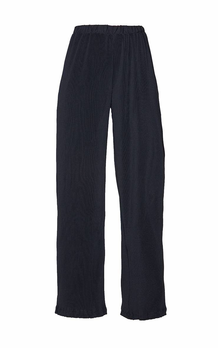 Noir Pantalon Plissé Taille Haute Jambe Large Ensemble Coordonné