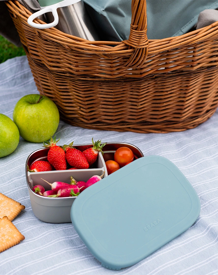 Edelstahl-Brotbox LUNCH mit Trenner in baltic blue