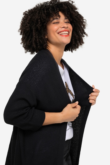 Strickjacke, oversized, offene Form, 3/4-Ärmel