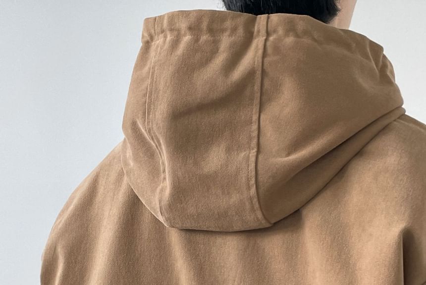 SeoulPop - Unisex effen gewatteerde jas met rits en capuchon